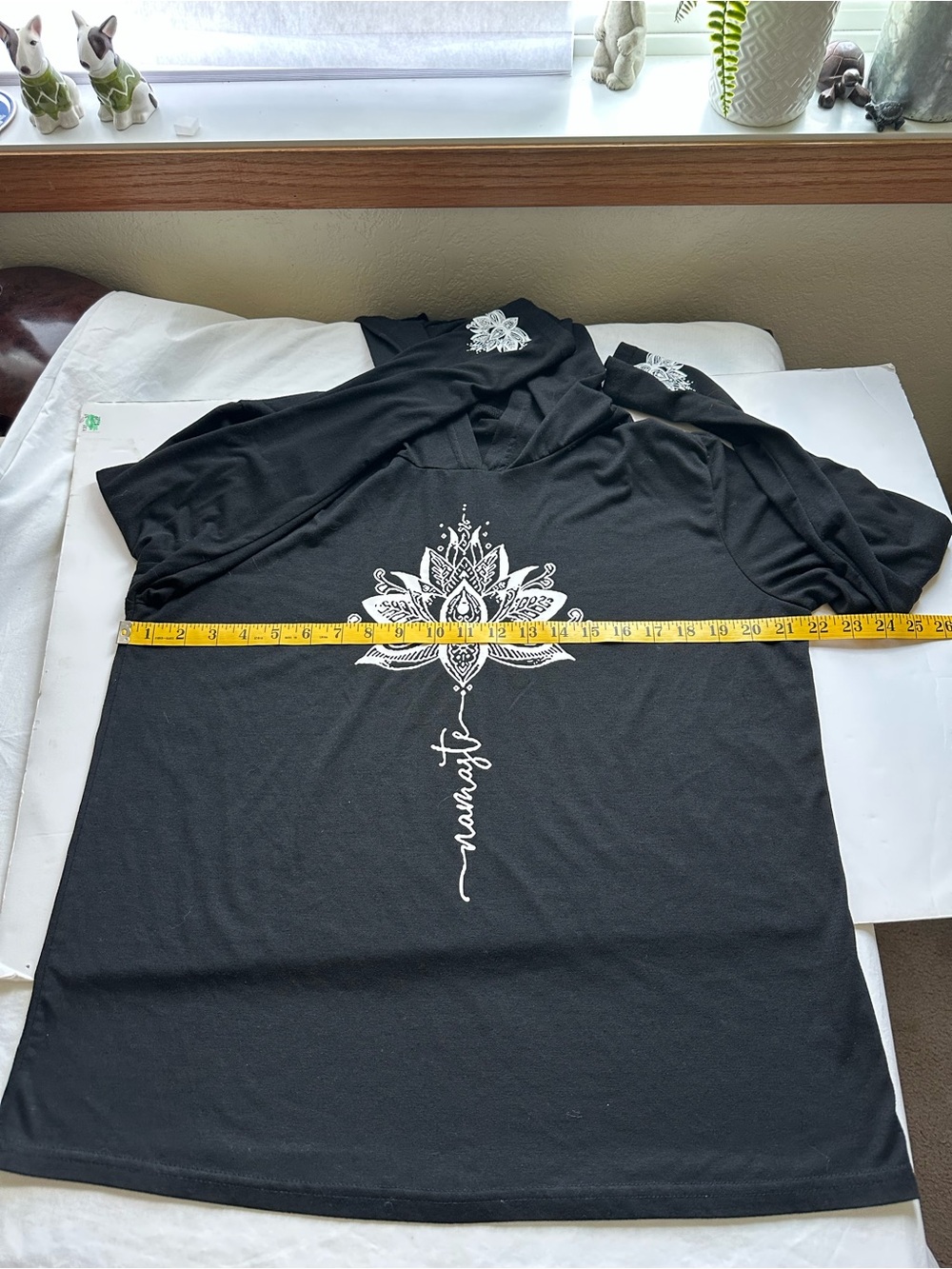 Namaste Yoga Hoodie Black Lotus Graphic Spiritual Athleisure Top XL